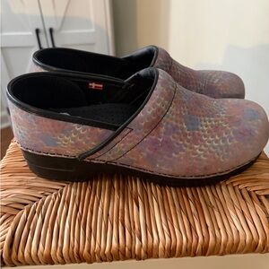 Sanita Multicolor Leather Clogs with Black Soles